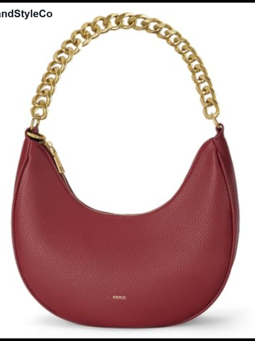 Small Crescent Shoulder Bag Vegan Leather with Chain Strap